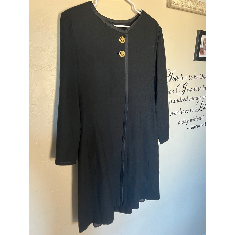 Mary McFadden Collection Nordstrom Couture Black Button Dress 10 Glam Luxury Vtg - Picture 5 of 12